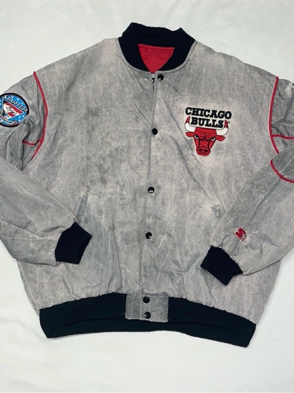 STARTER Gray and Black Bomber Jacket